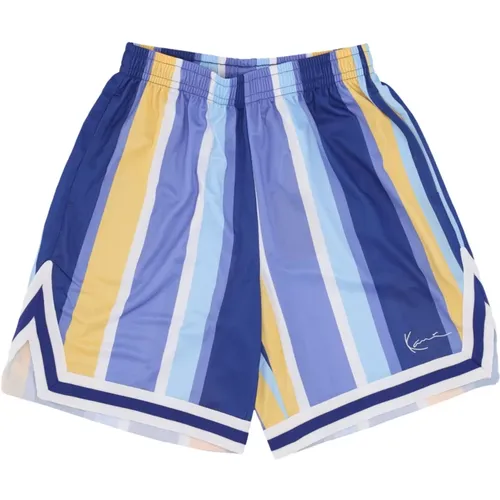 Gestreifte Mesh-Basketball-Shorts Marineblau/Lila/Gelb - Karl Kani - Modalova