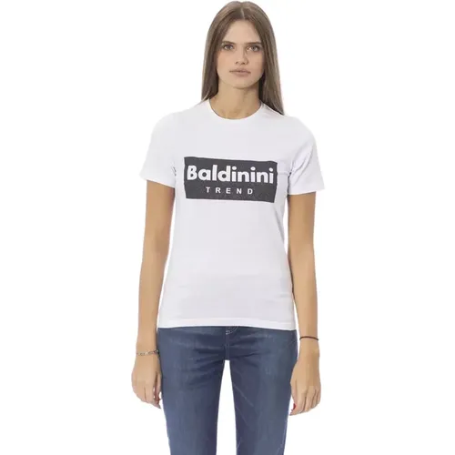 Trendige Weiße Baumwolltops T-Shirt - Baldinini - Modalova