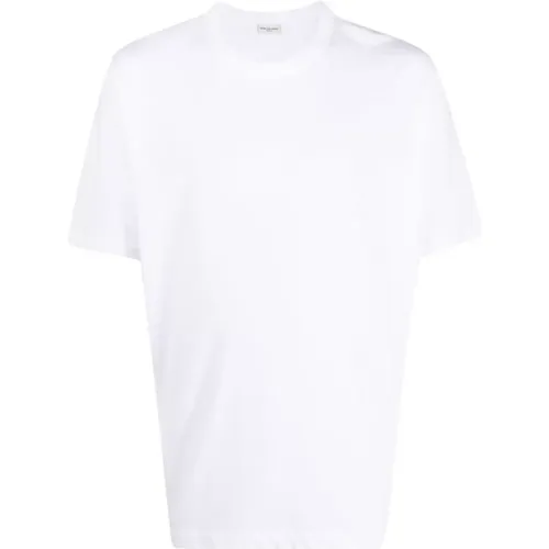 Weißes Rundhals Baumwoll T-Shirt - Dries Van Noten - Modalova