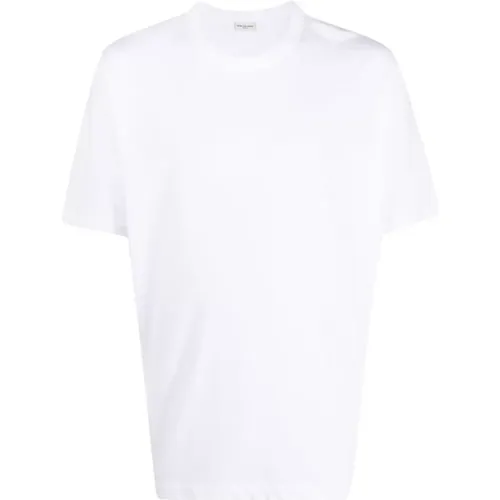 Weißes Rundhals Baumwoll T-Shirt , Herren, Größe: S - Dries Van Noten - Modalova