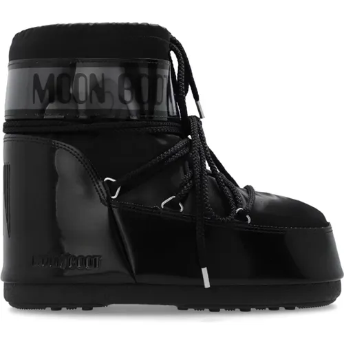 Schwarze niedrige Ikonenstiefel mit Schnürung , Damen, Größe: 36 EU - moon boot - Modalova