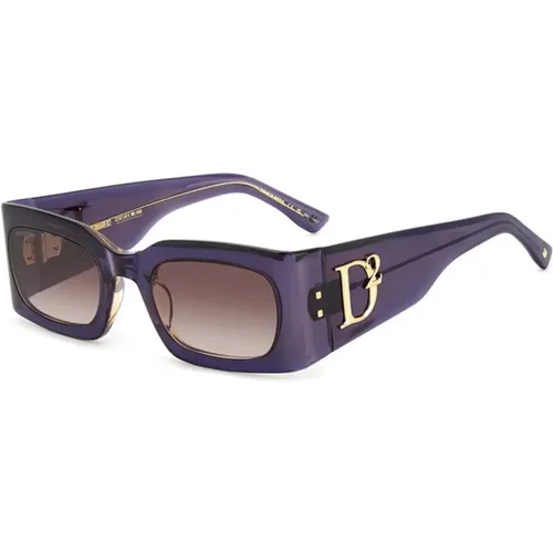 Violett Beige Sonnenbrille mit Braunen Shaded Gläsern , unisex, Größe: 52 MM - Dsquared2 - Modalova
