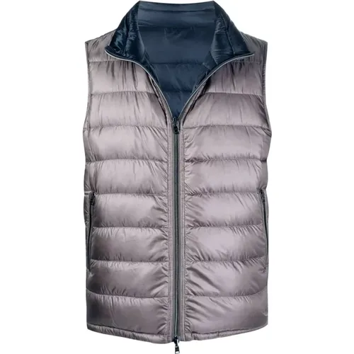 Reversible Superlight Down Vest Grey-Blue , male, Sizes: 2XL, M - Herno - Modalova