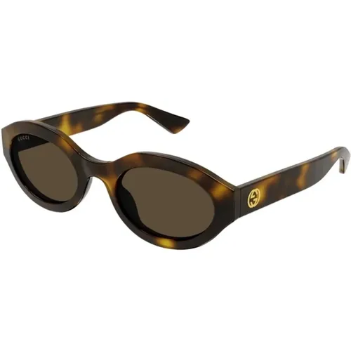 Stylish Havana Sunglasses with Lenses , female, Sizes: 53 MM - Gucci - Modalova