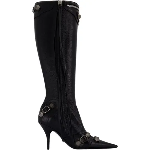 Noir /Aged Nikel Lambskin Boots , female, Sizes: 5 UK, 4 UK, 2 UK, 3 UK - Balenciaga - Modalova