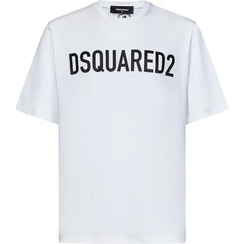 Weißes Logo Loose Fit T-Shirt - Dsquared2 - Modalova