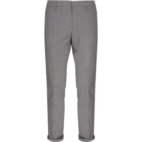 Grey Cotton Trousers with Slim Fit , male, Sizes: W34, W32, W36, W33 - Dondup - Modalova