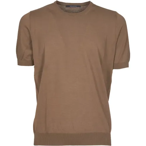 Braunes Crew-Neck T-Shirt Ss24 , Herren, Größe: 2XL - Tagliatore - Modalova