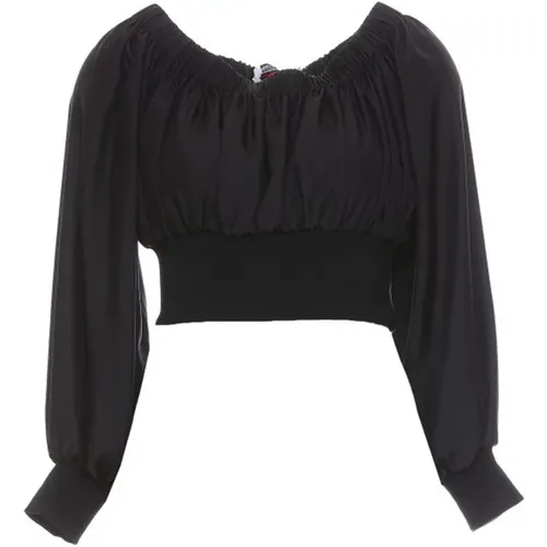 Cropped Silk Top with Long Sleeves , female, Sizes: XS - alexander mcqueen - Modalova