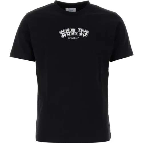 Schwarzes Baumwoll-T-Shirt , Herren, Größe: S - Off White - Modalova