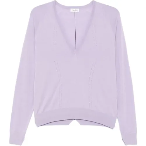 Lila Strick V-Ausschnitt Pullover - Lanvin - Modalova