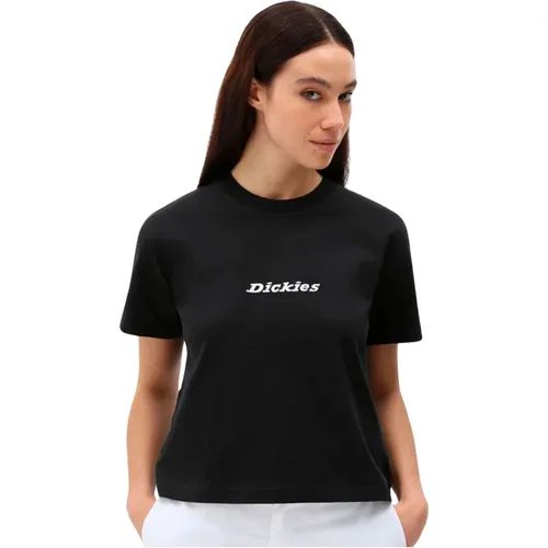 Schwarzes T-Shirt mit Rundhalsausschnitt und Logo , Damen, Größe: S - Dickies - Modalova