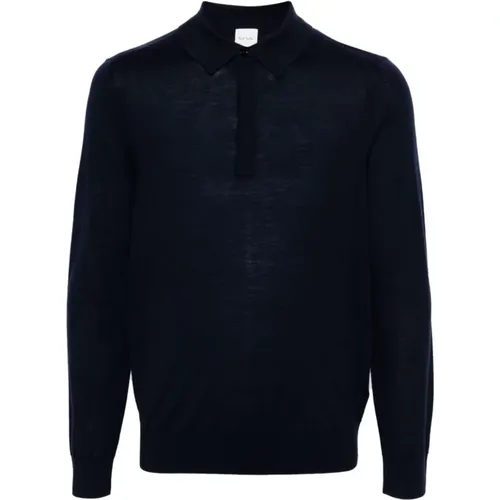 Merino Wool Polo Shirt Navy , Herren, Größe: 2XL - Paul Smith - Modalova