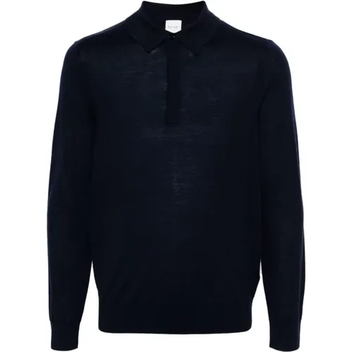 Merino Wool Polo Shirt Navy - Paul Smith - Modalova