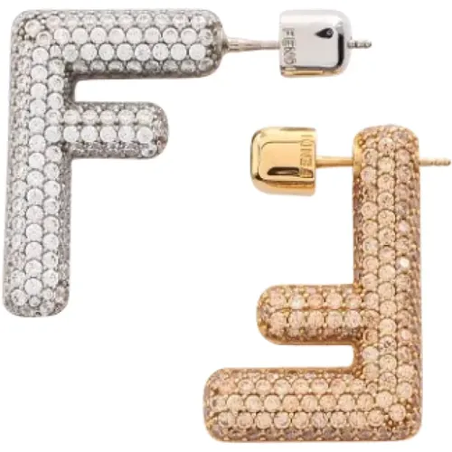 Pre-owned White Gold earrings , female, Sizes: ONE SIZE - Fendi Vintage - Modalova