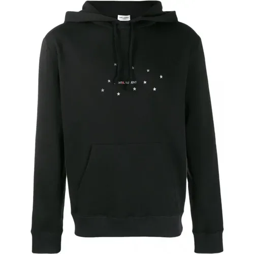 Baumwolle Logo Hoodie Schwarz Bedruckt , Herren, Größe: S - Saint Laurent - Modalova