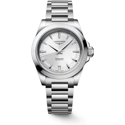 Conquest Silver Sunray Dial Steel Watch , female, Sizes: ONE SIZE - Longines - Modalova