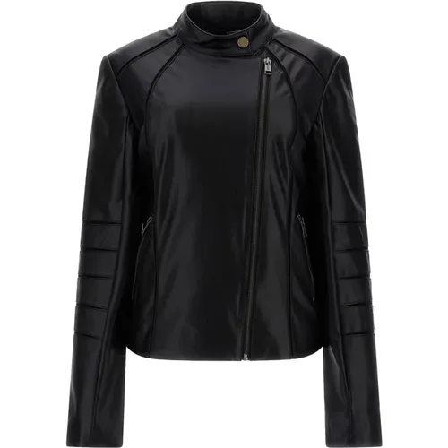 Damen Lederjacke , Damen, Größe: M - Guess - Modalova