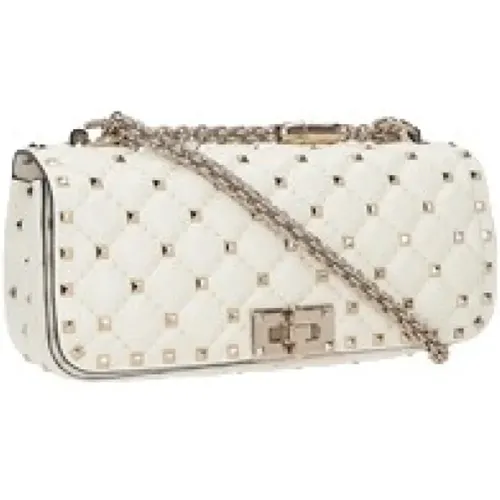 Quilted Ivory Shoulder Bag with Platinum Studs , female, Sizes: ONE SIZE - Valentino Garavani - Modalova