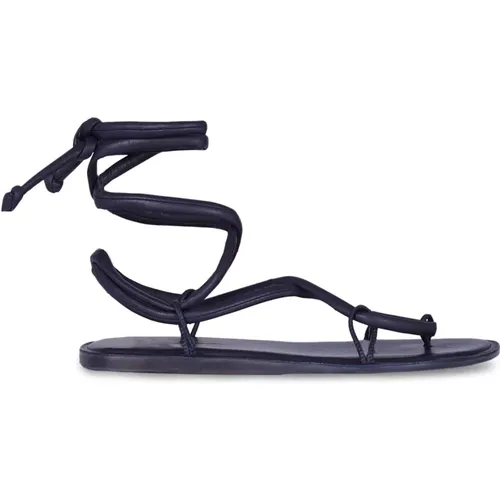 Flat lace-up sandal in bluenero , female, Sizes: 3 UK, 5 UK, 4 UK, 6 UK, 7 UK, 8 UK - Cortana - Modalova