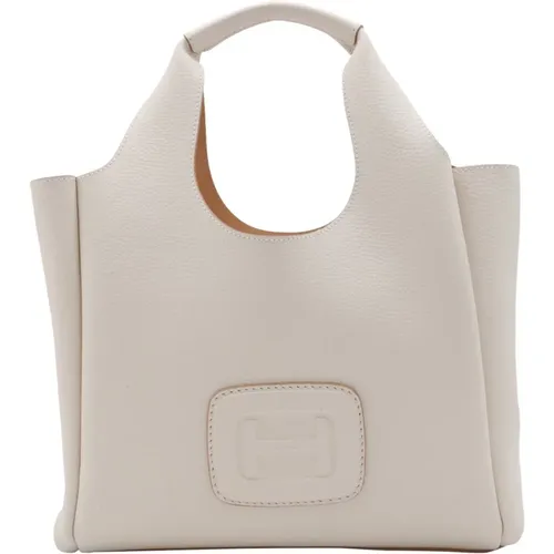 White Leather Totes with Shoulder Strap , female, Sizes: ONE SIZE - Hogan - Modalova