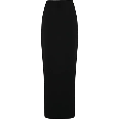 Langer schwarzer Rock mit seitlichem Schlitz für Damen , Damen, Größe: L - Elisabetta Franchi - Modalova