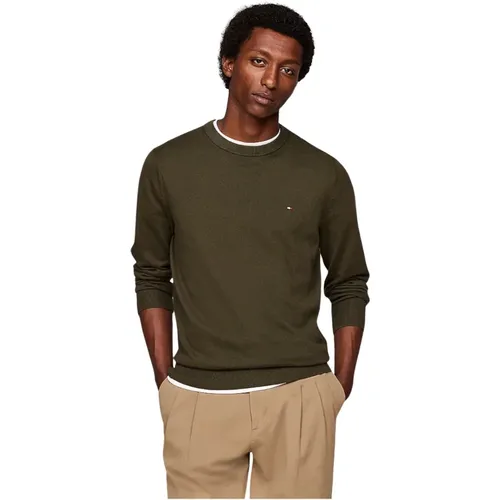 Militärgrüner Strickpullover , Herren, Größe: M - Tommy Hilfiger - Modalova