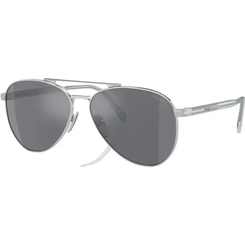 Silver Mirrored Sunglasses Pra58S 1Bc175 , unisex, Sizes: 58 MM - Prada - Modalova