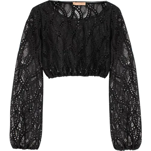 Lace Crew Neck Top , female, Sizes: XS, M - Ermanno Scervino - Modalova