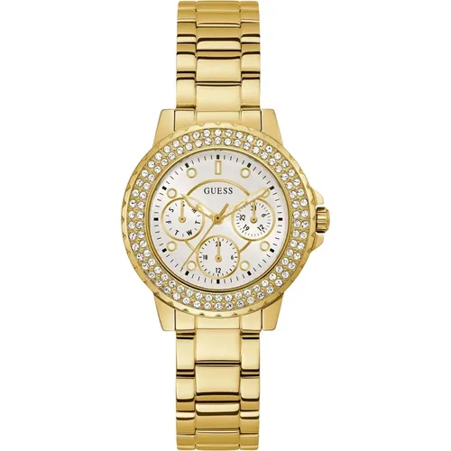 Elegant Crystal Watch with Date Function , female, Sizes: ONE SIZE - Guess - Modalova