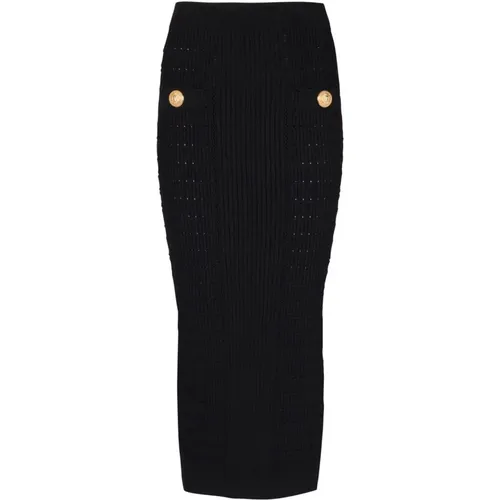 Hw 2btn knit midi skirt , female, Sizes: XS, M, S - Balmain - Modalova