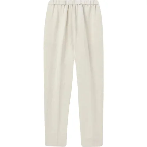 Regular Elastic Waist Cotton Linen Pants , female, Sizes: 2XS, S - Pomandère - Modalova