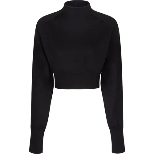 Schwarzer Kurzer Woll Rollkragenpullover - SPORTMAX - Modalova