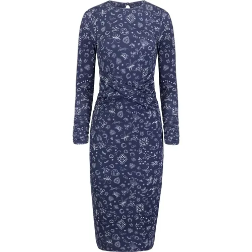 Navy Print Geknotetes Jersey-Kleid , Damen, Größe: L - JAAF - Modalova