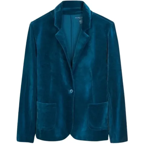 Soft Knitted Velveteen Jacket with Pearl Button , female, Sizes: L - majestic filatures - Modalova