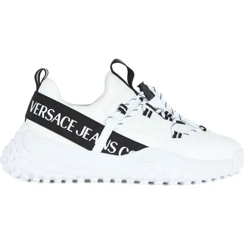 Logo Print Neoprene and Eco-leather Sneakers , male, Sizes: 10 UK, 6 UK - Versace Jeans Couture - Modalova