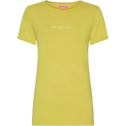 Gelbes Logo T-shirt Runder Ausschnitt , Damen, Größe: M - One Teaspoon - Modalova