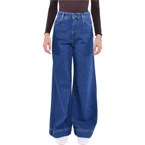 Wide Leg Denim Jeans mit hoher Naht , Damen, Größe: S - Max Mara Weekend - Modalova