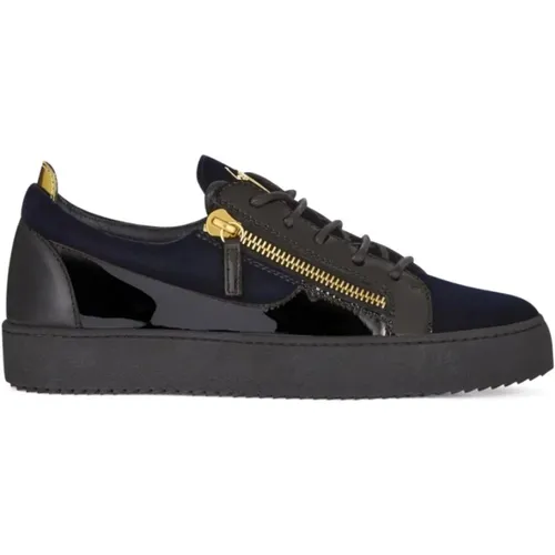 Samt-Sneakers mit Gold-Signatur-Detail - giuseppe zanotti - Modalova