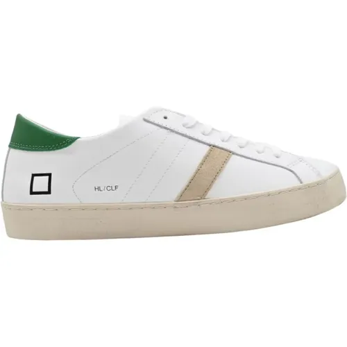 Low Calf White Green Sneakers , male, Sizes: 9 UK - D.a.t.e. - Modalova