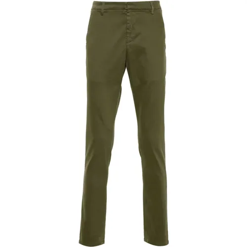 Slim Gabardine Pants in Olive , male, Sizes: W32, W31, W35, W33, W36, W34 - Dondup - Modalova