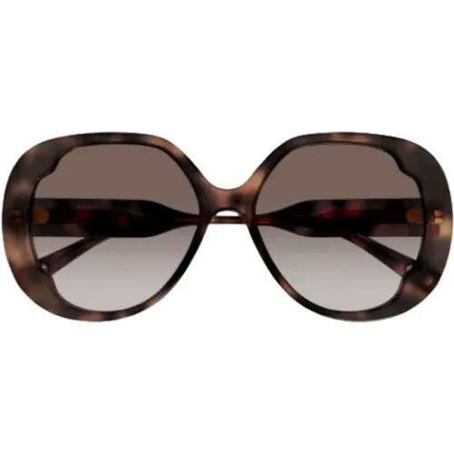 Butterfly-shaped Havana Sunglasses , female, Sizes: 56 MM - Chloé - Modalova
