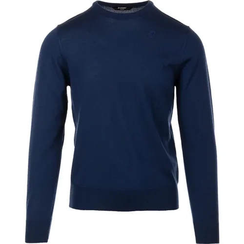 Blaue Merino Pullover , Herren, Größe: M - K-way - Modalova