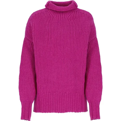 Fuchsia Wool Jumper High Neckline Sweater , female, Sizes: S/M, 2XS/XS - Lanvin - Modalova