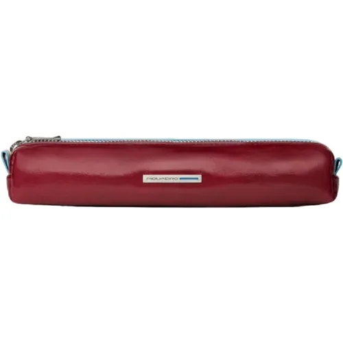 Leather Horizontal Zipper Pen Case , male, Sizes: ONE SIZE - Piquadro - Modalova