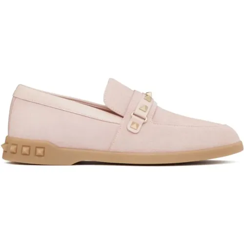 Rosa Rockstud Slip-On Flache Schuhe , Damen, Größe: 36 EU - Valentino Garavani - Modalova