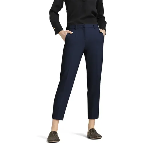 Dark Navy Cropped Trousers with Pressed Creases , female, Sizes: L, XL, XS, M, 2XL - CAMBIO - Modalova