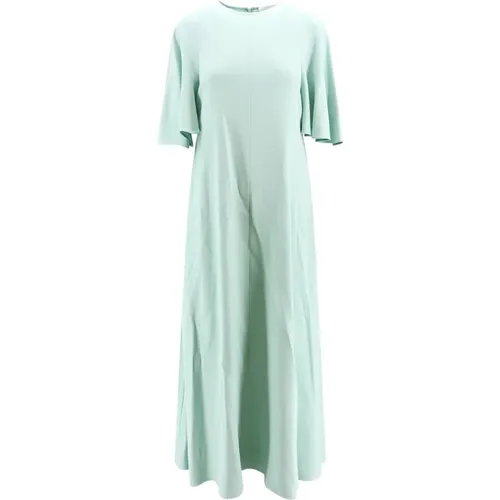 Grünes Kleid mit Kurzen Ärmeln und Ausgestelltem Saum , Damen, Größe: XS - Erika Cavallini - Modalova