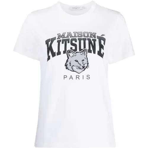 Campus Fox Logo T-Shirt , female, Sizes: M, S - Maison Kitsuné - Modalova