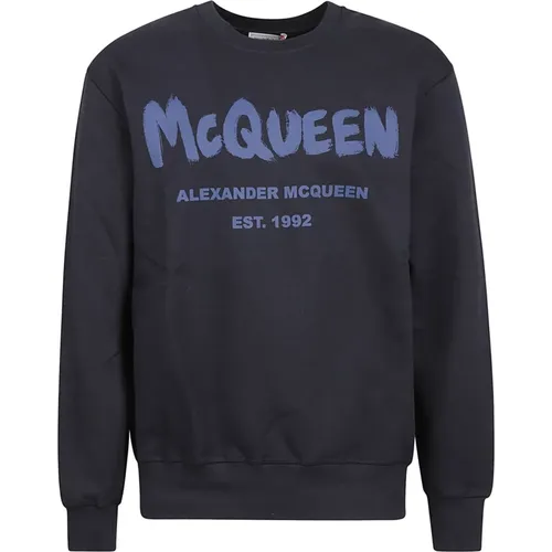 Blaue Logo Sweatshirt Herrenmode , Herren, Größe: M - alexander mcqueen - Modalova